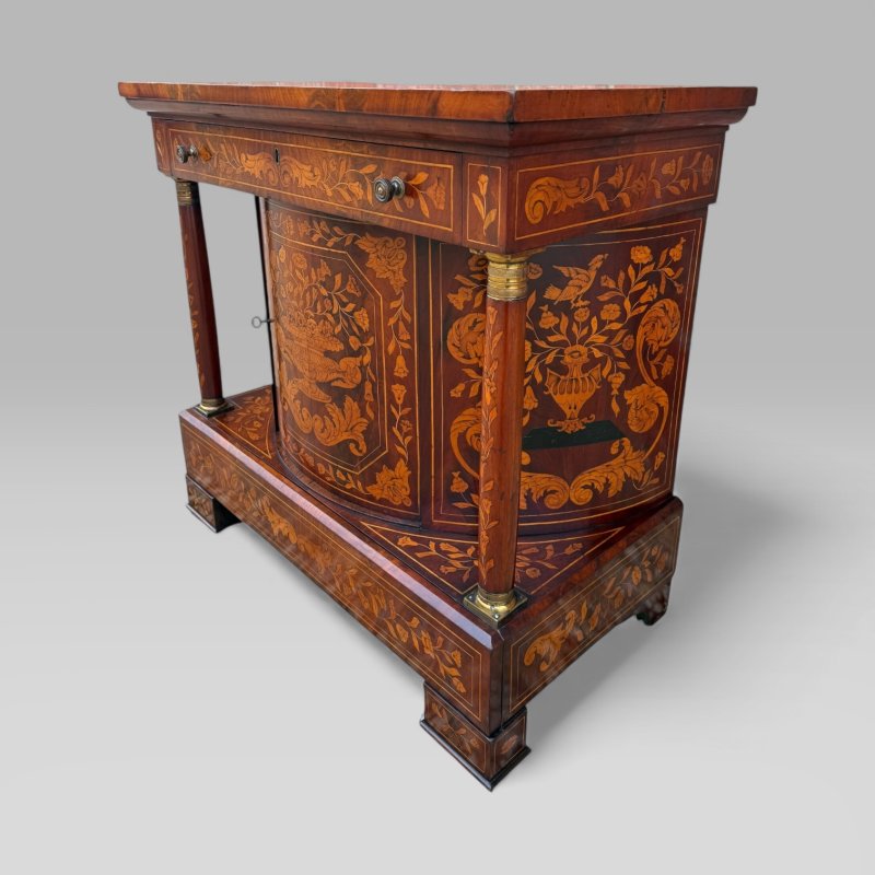 Antique 18th Century Dutch Marquetry Mahogany Console Wall Table Cabinet - Image 3